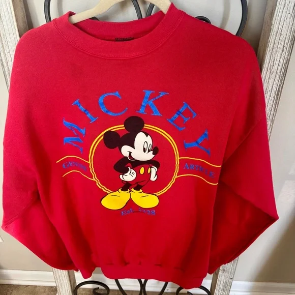 Disney Mickey Unlimited Jerry Leigh Sweatshirt XL Red Vintage 90s Tultex - Picture 2 of 10